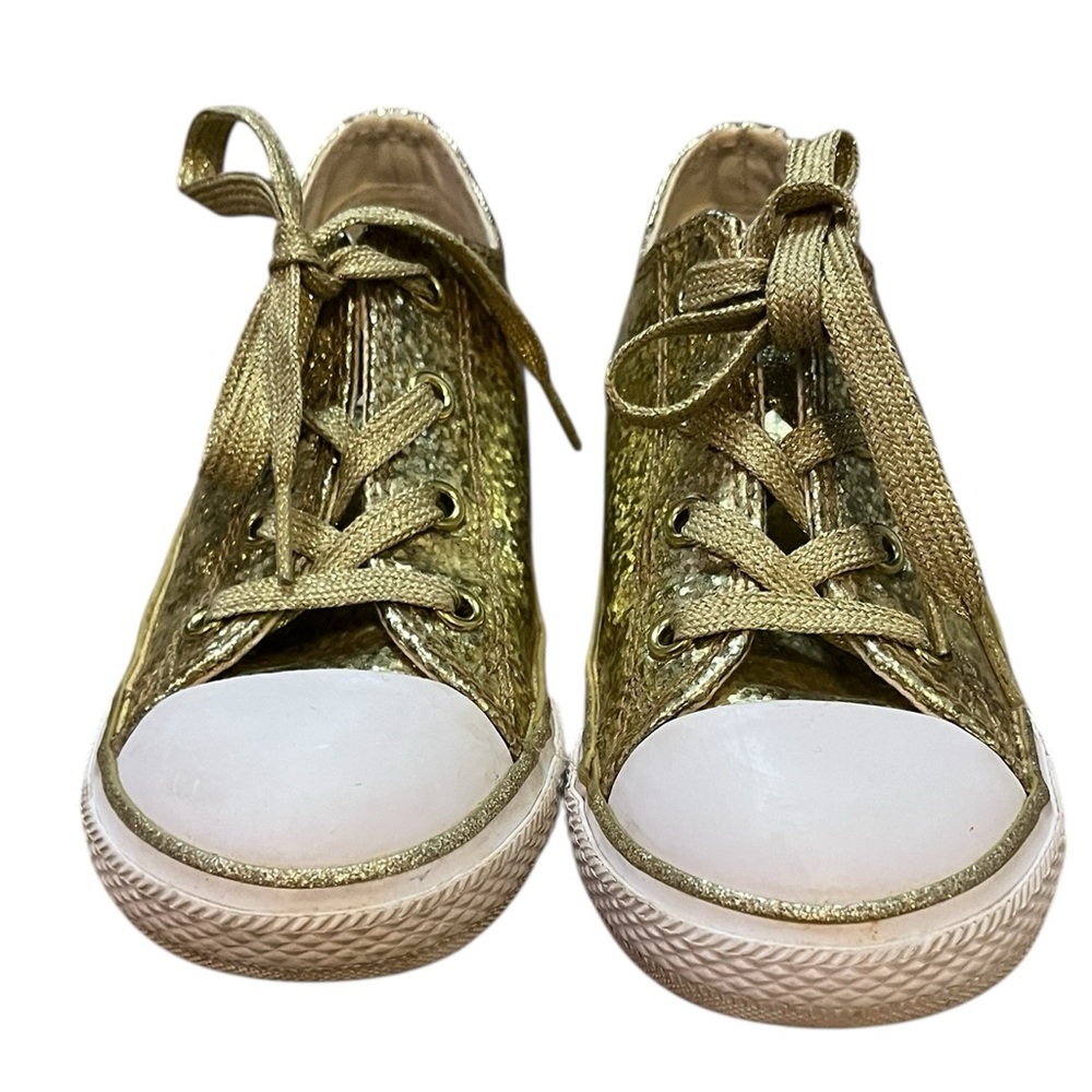 Converse All Stars Gold Sequin Kids Sneakers size 10. EUC. Chuck Taylor